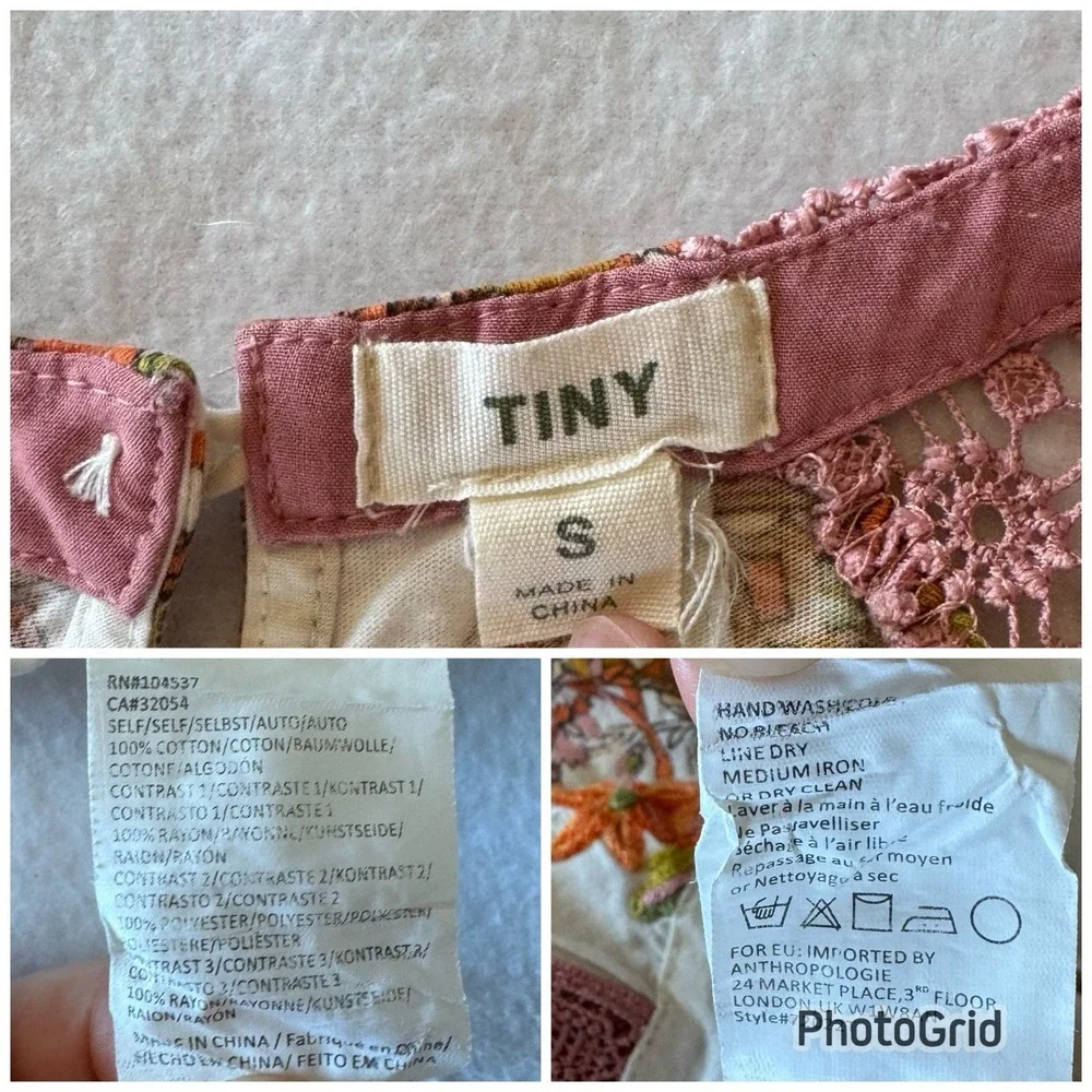 TINY Anthropologie Sleeveless Embroidered Floral Tie Top Tank Boho Womens Small - Picture 3 of 12